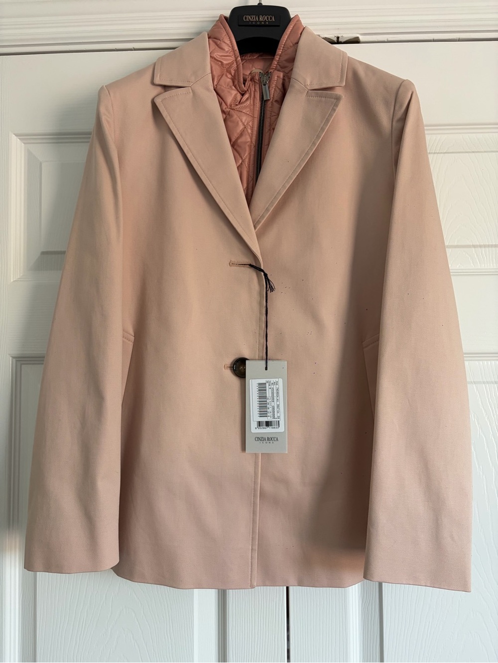 Cinzia Rocca Icons Blush Pink Tailored Blazer with Quilted Inner Vest
